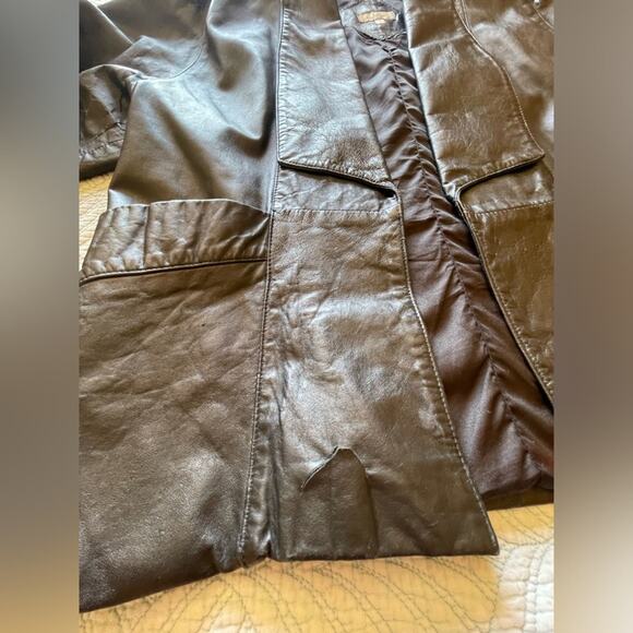 VTG Rafael Whimsy Goth Open Front Dolman Sleeve Retro Leather Jacket Medium - Picture 3 of 10